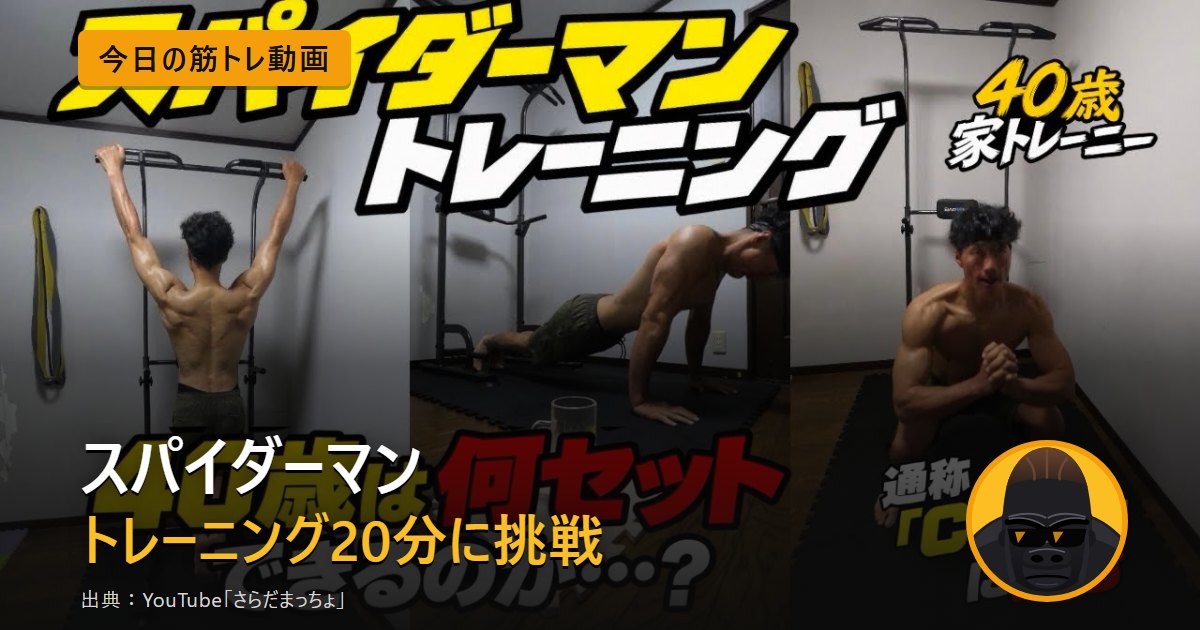 スパイダーマントレーニングに挑戦するさらだまっちょさんの動画